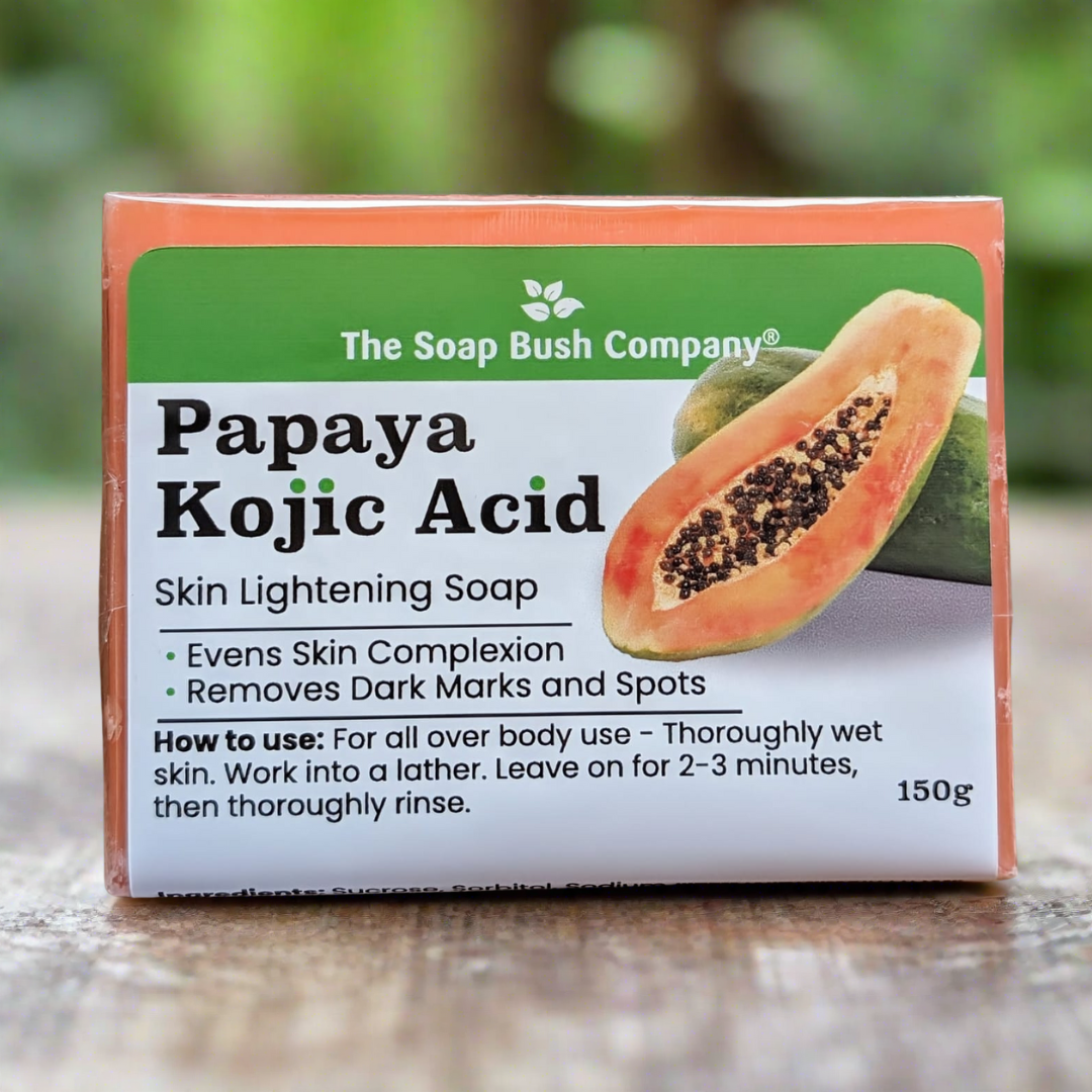 Soap Bush,Papaya Kojic Acid Skin Lightening Soap, Evens Skin Complexion, Remove Dark Marks and Spots, kojic soap on amazon,Complexion, Helps Control Hyperpigmentation,kojie san kojic soap, kojie san skin brightening soap, marie france Real kojic acid soap, skin lightening, skin brightening, hyperpigmentation, turmeric soap, papaya,all over body use, ,soap bush co,Clore,BSW Beauty Supply,What is kojic acid soap, best kojic acid soap, How effective is kojic acid soap for dark spots and hyperpigmentation?