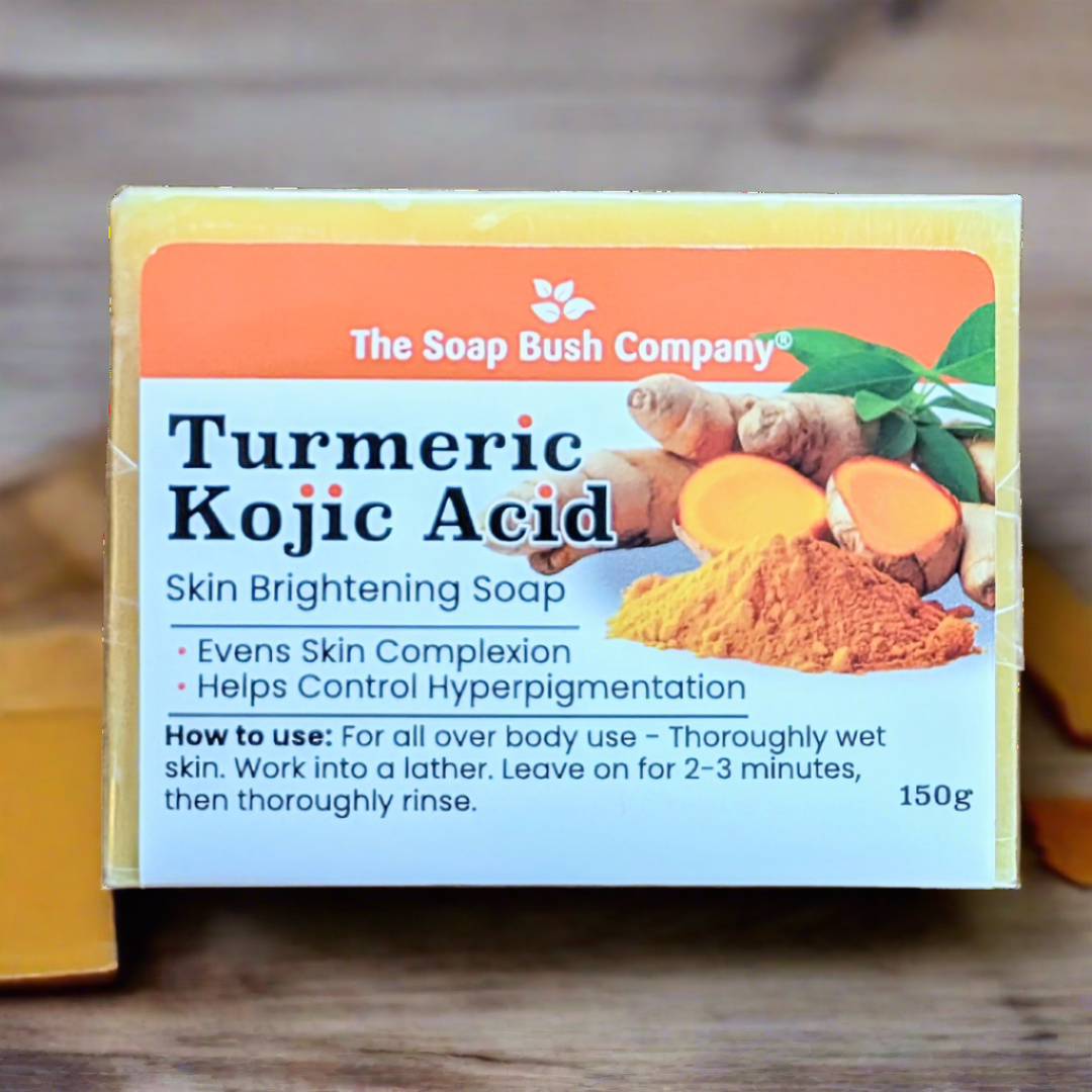 The Soap Bush Company Turmeric Kojic Acid Skin Brightening Soap evens Skin Complexion Helps Control Hyperpigmentation,The Soap Bush Company Kojic Acid Skin Lightening Soap, Lightens Skin Complexion, Helps Control Hyperpigmentation, kojie san kojic soap, kojie san skin brightening soap, marie france Real Kojic Acid Soap (Maximum Strength) kojic acid soap, skin lightening, skin brightening, hyperpigmentation, turmeric,papaya, all over body use, soapbushco,Clore Beauty Supply,Hair Mall,BSW,best kojic acid soap